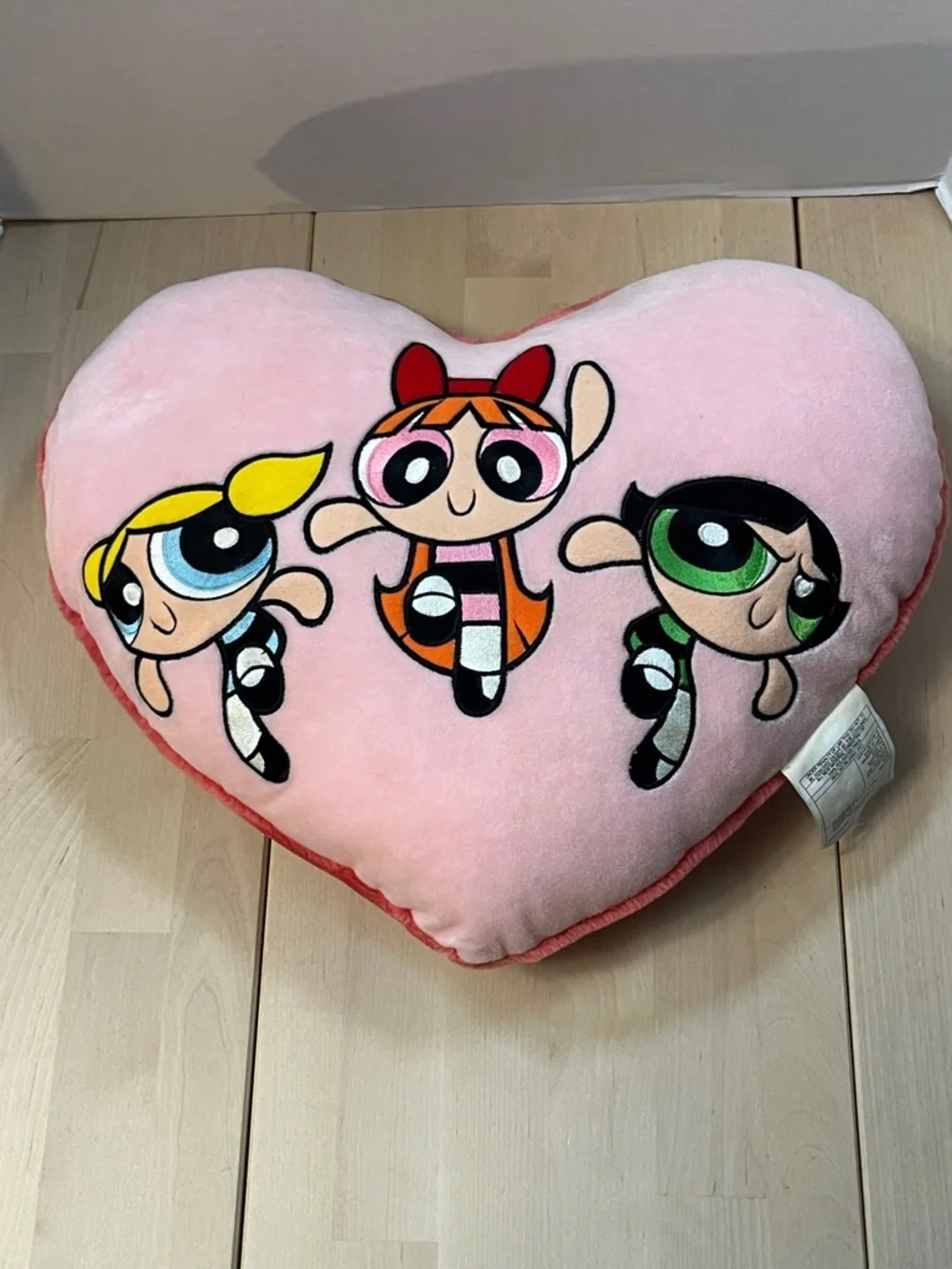 Powerpuff Girls Warner Bros Studio Store  2000 Pink Plush Heart Shaped Pillow